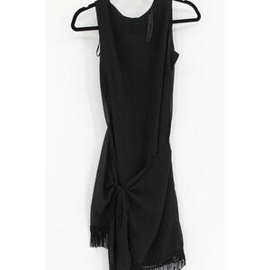 Giorgio Fiorlini Dress M Fringe‎ Tie Waist Elegant WhimsiGoth Witchy Dark Fairy
